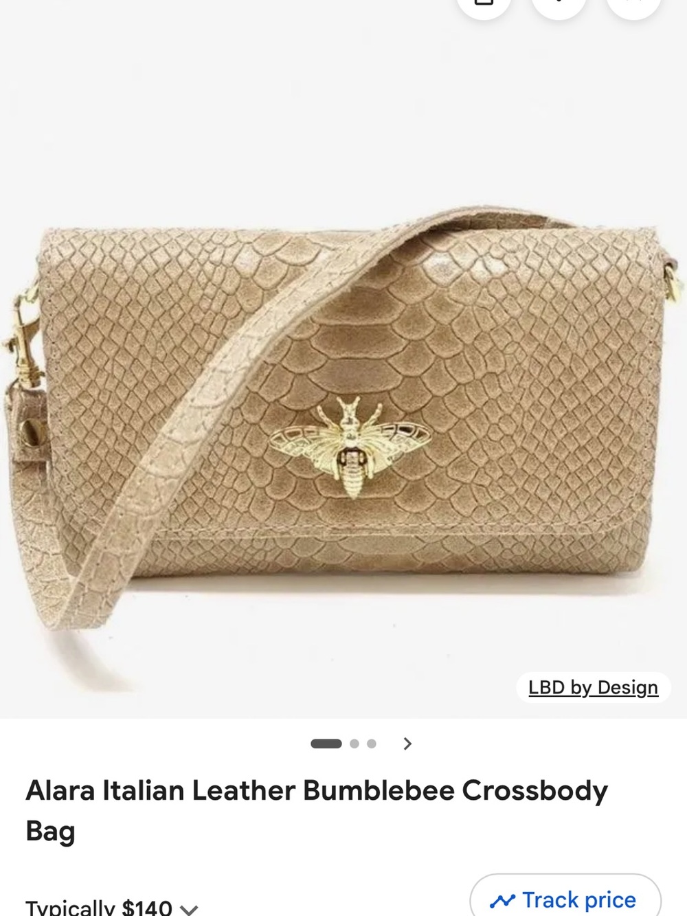 Italian Leather Bumblebee Crossbody in Beige